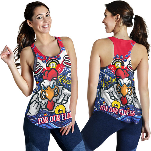 Sydney Roosters Naidoc Week Custom Women Racerback Tank - For Our Elders Home Jersey Tank