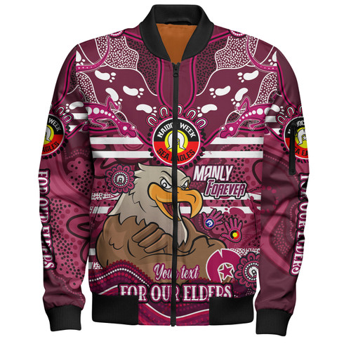 Manly Warringah Sea Eagles Custom Bomber Jacket - For Our Elders Home Jersey Bomber Jacket Manly Warringah Sea Eagles Custom Bomber Jacket - For Our Elders Home Jersey Bomber Jacket