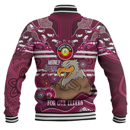 Manly Warringah Sea Eagles Custom Baseball Jacket - For Our Elders Home Jersey Jacket Manly Warringah Sea Eagles Custom Baseball Jacket - For Our Elders Home Jersey Jacket