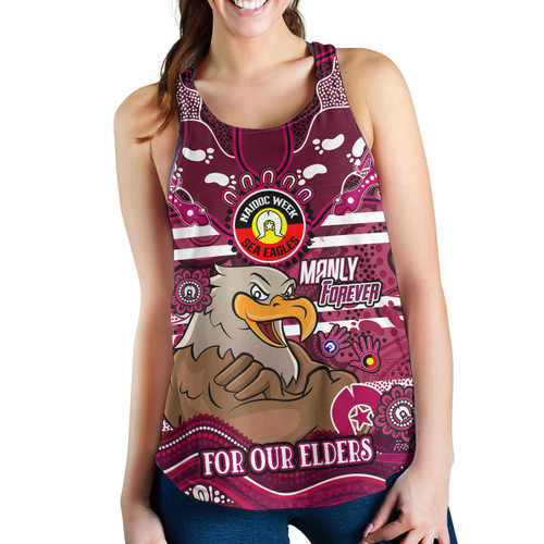 Manly Warringah Sea Eagles Custom Women Racerback Tank - For Our Elders Home Jersey Tank