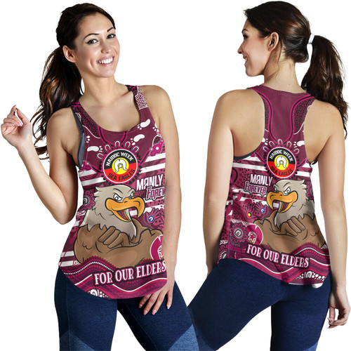 Manly Warringah Sea Eagles Custom Women Racerback Tank - For Our Elders Home Jersey Tank