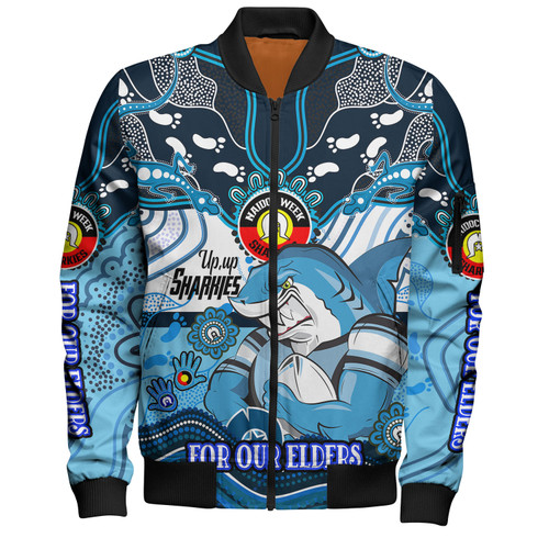 Cronulla-Sutherland Sharks Naidoc Week Custom Bomber Jacket - For Our Elders Home Jersey Bomber Jacket