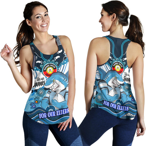 Cronulla-Sutherland Sharks Naidoc Week Custom Women Racerback Tank - For Our Elders Home Jersey Tank