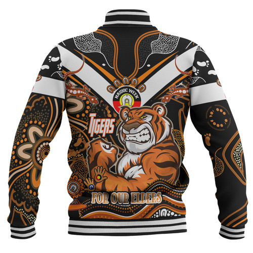 Wests Tigers Naidoc Week Custom Baseball Jacket - For Our Elders Home Jersey Jacket Wests Tigers Naidoc Week Custom Baseball Jacket - For Our Elders Home Jersey Jacket