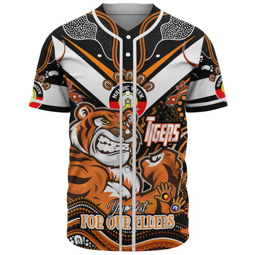 Wests Tigers Naidoc Week Custom Baseball Shirt - For Our Elders Home Jersey Shirt Wests Tigers Naidoc Week Custom Baseball Shirt - For Our Elders Home Jersey Shirt