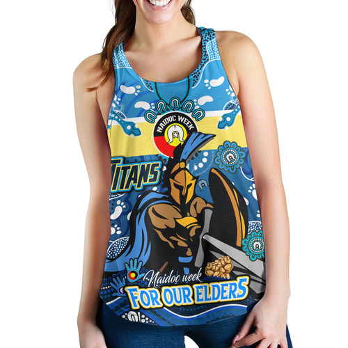 Gold Coast Titans Naidoc Week Custom Women Racerback Tank - For Our Elders Home Jersey Tank