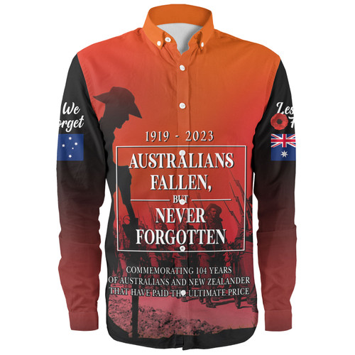 Australia Anzac Day Custom Long Sleeve Shirt - Lest We For Get Anzac Quotes Shirt Australia Anzac Day Custom Long Sleeve Shirt - Lest We For Get Anzac Quotes Shirt