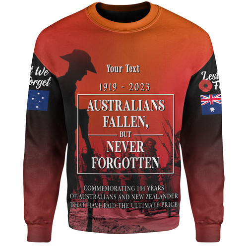 Australia Anzac Day Custom Sweatshirt - Lest We For Get Anzac Quotes Sweatshirt Australia Anzac Day Custom Sweatshirt - Lest We For Get Anzac Quotes Sweatshirt
