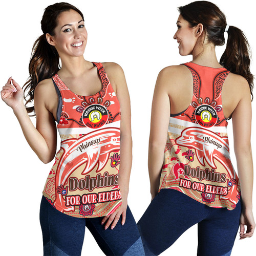 Redcliffe Dolphins Naidoc Week Custom Women Racerback Tank - For Our Elders Home Jersey Tank