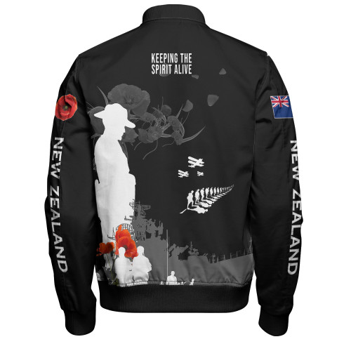 New Zealand Anzac Day Bomber Jacket - Keeping The Spirit Alive Bomber Jacket New Zealand Anzac Day Bomber Jacket - Keeping The Spirit Alive Bomber Jacket