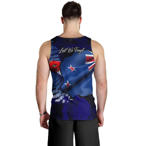 Australia Anzac Day Custom Men Tank Top - Lest We Forget Poppy Flag Tank Top