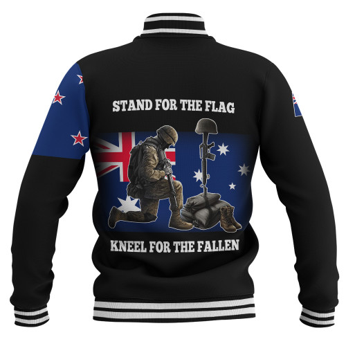 New Zealand Anzac Day Custom Baseball Jacket - Stand For The Flag Kneel For The Fallen Jacket New Zealand Anzac Day Custom Baseball Jacket - Stand For The Flag Kneel For The Fallen Jacket
