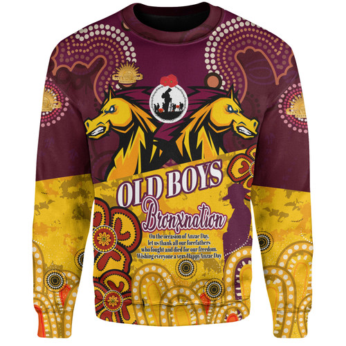 Brisbane Broncos Anzac Day Custom Sweatshirt - Old Boys Bronxnation Sweatshirt