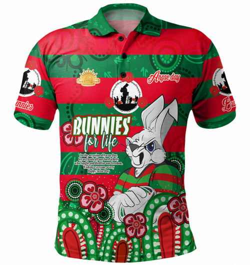 South Sydney Rabbitohs Day Custom Polo Shirt - Bunnies For Life Anzac Quotes Polo Shirt