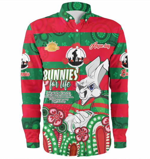 South Sydney Rabbitohs Day Custom Long Sleeve Shirt - Bunnies For Life Anzac Quotes Shirt