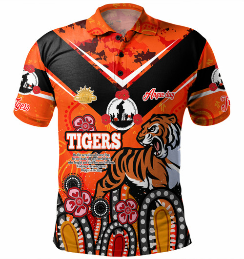 Wests Tigers Anzac Day Custom Polo Shirt - Tigers Anzac Quotes Polo Shirt