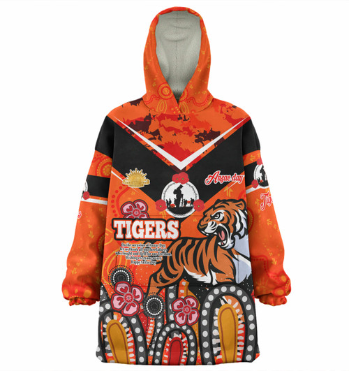 Wests Tigers Anzac Day Custom Snug Hoodie - Tigers Anzac Quotes Oodie