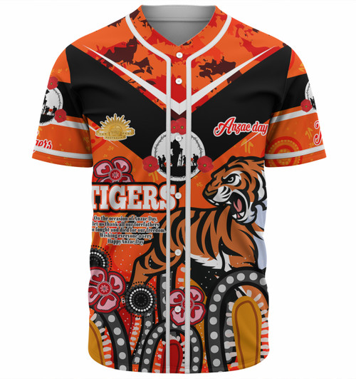 Wests Tigers Anzac Day Custom Baseball Shirt - Tigers Anzac Quotes Shirt