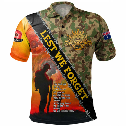 Australia Anzac Day Polo Shirt - Anzac Lest We Forget Quotes Vintage Style Polo Shirt