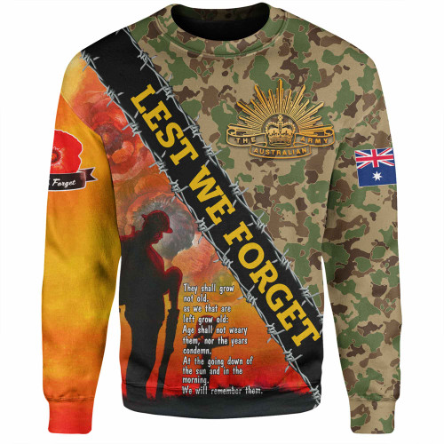 Australia Anzac Day Sweatshirt - Anzac Lest We Forget Quotes Vintage Style Sweatshirt