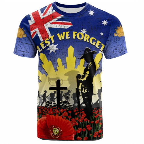 Australia Anzac Day T-shirt - Anzac Lest We Forget Poppy Flag T-shirt