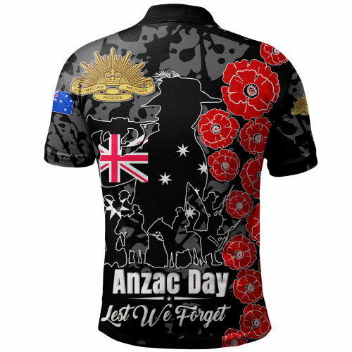 Australia  Anzac Custom Polo Shirt - Lest We Forget Black Style Polo Shirt Australia  Anzac Custom Polo Shirt - Lest We Forget Black Style Polo Shirt
