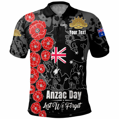 Australia  Anzac Custom Polo Shirt - Lest We Forget Black Style Polo Shirt Australia  Anzac Custom Polo Shirt - Lest We Forget Black Style Polo Shirt