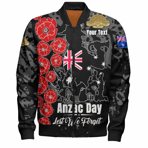 Australia  Anzac Custom Bomber Jacket - Lest We Forget Black Style Bomber Jacket