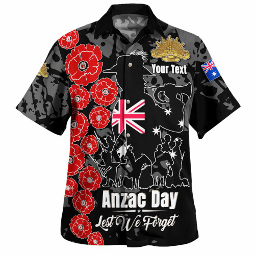 Australia  Anzac Custom Hawaiian Shirt - Lest We Forget Black Style Shirt Australia  Anzac Custom Hawaiian Shirt - Lest We Forget Black Style Shirt