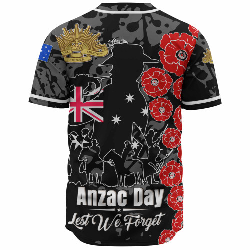 Australia  Anzac Custom Baseball Shirt - Lest We Forget Black Style Shirt Australia  Anzac Custom Baseball Shirt - Lest We Forget Black Style Shirt