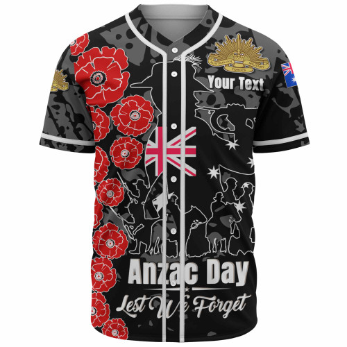 Australia  Anzac Custom Baseball Shirt - Lest We Forget Black Style Shirt Australia  Anzac Custom Baseball Shirt - Lest We Forget Black Style Shirt