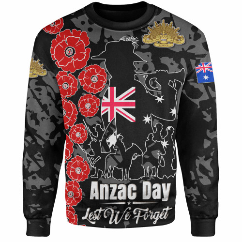 Australia  Anzac Custom Sweatshirt - Lest We Forget Black Style Sweatshirt