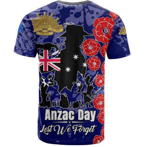 Australia  Anzac Custom T-shirt - Lest We Forget Blue Style T-shirt Australia  Anzac Custom T-shirt - Lest We Forget Blue Style T-shirt