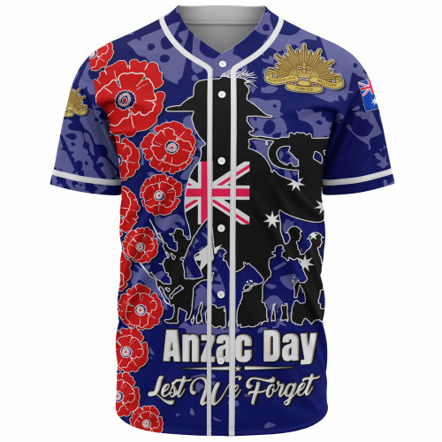 Australia  Anzac Custom Baseball Shirt - Lest We Forget Blue Style Shirt