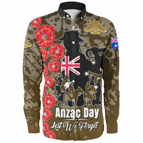 Australia  Anzac Custom Long Sleeve Shirt - Lest We Forget Green Style Shirt