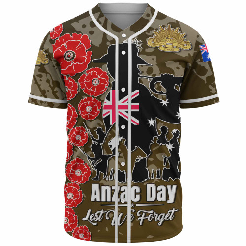 Australia  Anzac Custom Baseball Shirt - Lest We Forget Green Style Shirt