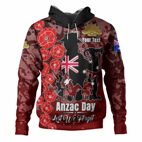 Australia  Anzac Custom Hoodie - Lest We Forget Red Style Hoodie Australia  Anzac Custom Hoodie - Lest We Forget Red Style Hoodie