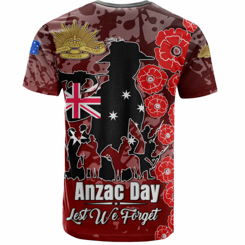 Australia  Anzac Custom T-shirt - Lest We Forget Red Style T-shirt Australia  Anzac Custom T-shirt - Lest We Forget Red Style T-shirt