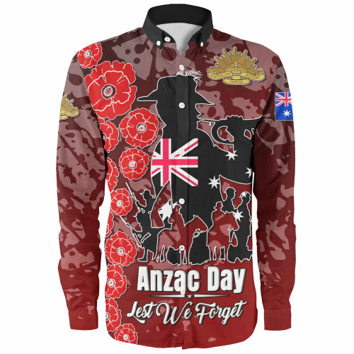 Australia  Anzac Custom Long Sleeve Shirt - Lest We Forget Red Style Shirt