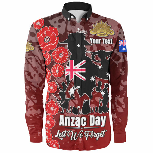 Australia  Anzac Custom Long Sleeve Shirt - Lest We Forget Red Style Shirt Australia  Anzac Custom Long Sleeve Shirt - Lest We Forget Red Style Shirt