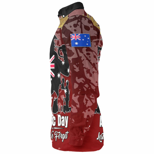 Australia  Anzac Custom Long Sleeve Shirt - Lest We Forget Red Style Shirt Australia  Anzac Custom Long Sleeve Shirt - Lest We Forget Red Style Shirt
