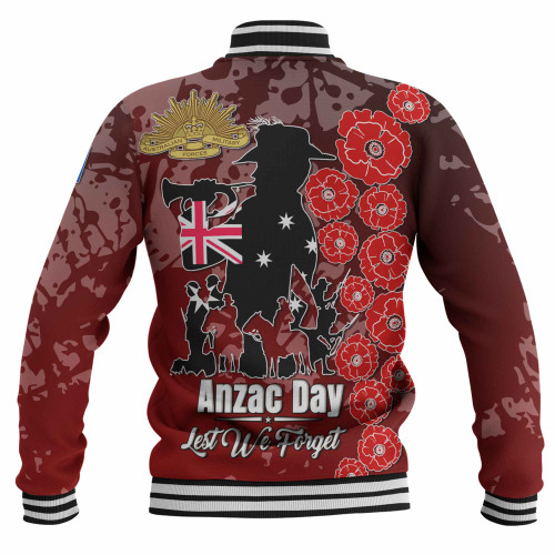 Australia  Anzac Custom Baseball Jacket - Lest We Forget Red Style Jacket