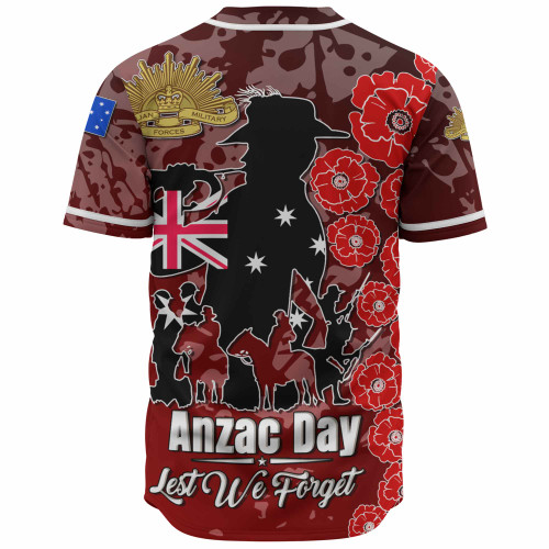 Australia  Anzac Custom Baseball Shirt - Lest We Forget Red Style Shirt Australia  Anzac Custom Baseball Shirt - Lest We Forget Red Style Shirt