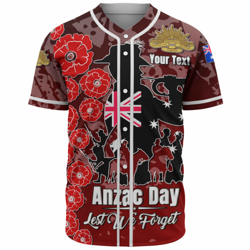 Australia  Anzac Custom Baseball Shirt - Lest We Forget Red Style Shirt Australia  Anzac Custom Baseball Shirt - Lest We Forget Red Style Shirt