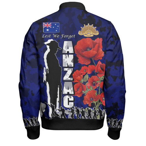 Australia  Anzac Custom Bomber Jacket - Anzac day Lest We Forget With Poppies And Camo Pattern Bomber Jacket2 Australia  Anzac Custom Bomber Jacket - Anzac day Lest We Forget With Poppies And Camo Pattern Bomber Jacket2