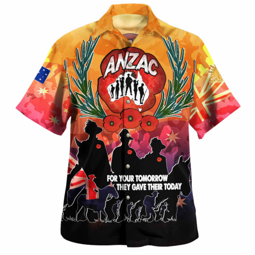 Australia  Anzac Custom Hawaiian Shirt - Anzac day For Your Tomorrow They Gave Their Today With Poppies And Flag Style Shirt