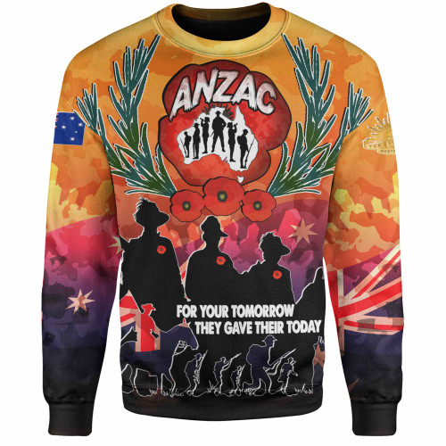 Australia  Anzac Custom Sweatshirt - Anzac day For Your Tomorrow They Gave Their Today With Poppies And Flag Style Sweatshirt