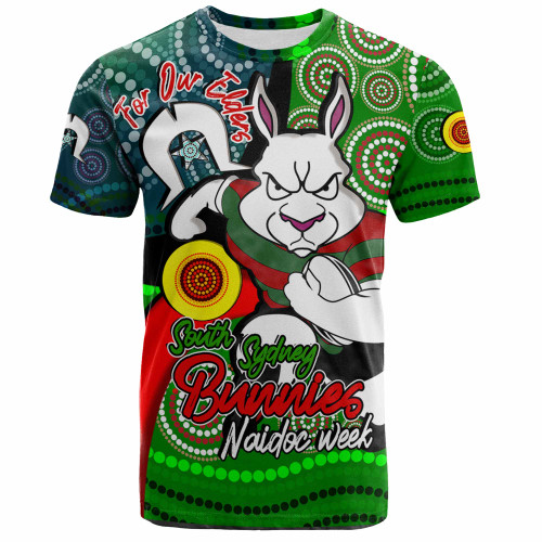 South Sydney Rabbitohs Custom T-shirt - Rabbitohs Bunnies Naidoc Week For Our Elders With Dot Bunnies Sport Style T-shirt