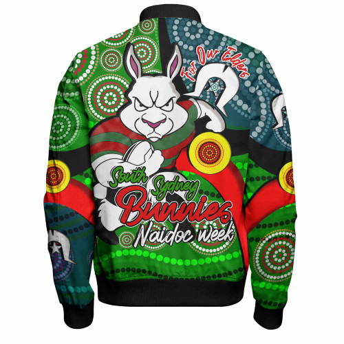 South Sydney Rabbitohs Custom Bomber Jacket - Rabbitohs Bunnies Naidoc Week For Our Elders With Dot Bunnies Sport Style Bomber Jacket South Sydney Rabbitohs Custom Bomber Jacket - Rabbitohs Bunnies Naidoc Week For Our Elders With Dot Bunnies Sport Style Bomber Jacket