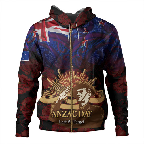 New Zealand Anzac Day Custom Hoodie - Soldier Maori Patterns Hoodie New Zealand Anzac Day Custom Hoodie - Soldier Maori Patterns Hoodie